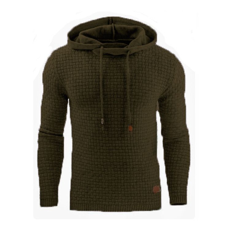 Autumn and Winter New Men's Jacquard Sweater Long Sleeve Hoodie Warm Color Hooded Sweatshirt Coat