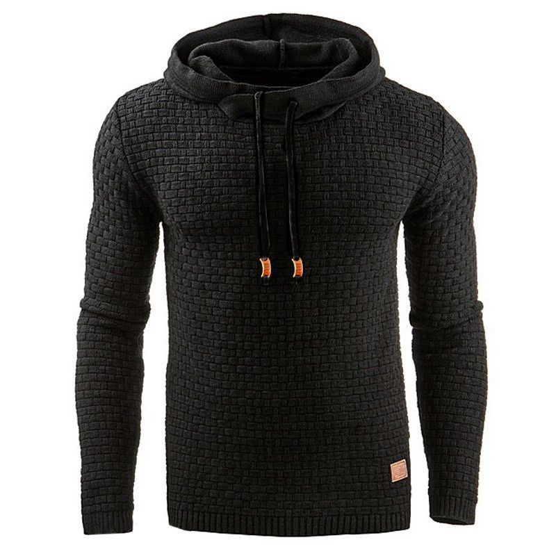 Autumn and Winter New Men's Jacquard Sweater Long Sleeve Hoodie Warm Color Hooded Sweatshirt Coat