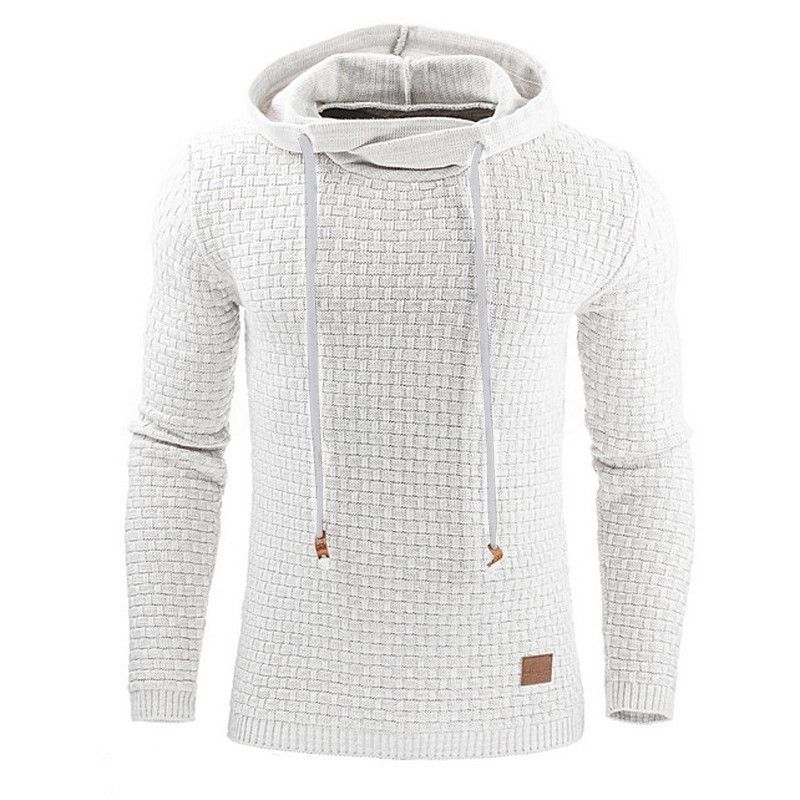 Autumn and Winter New Men's Jacquard Sweater Long Sleeve Hoodie Warm Color Hooded Sweatshirt Coat