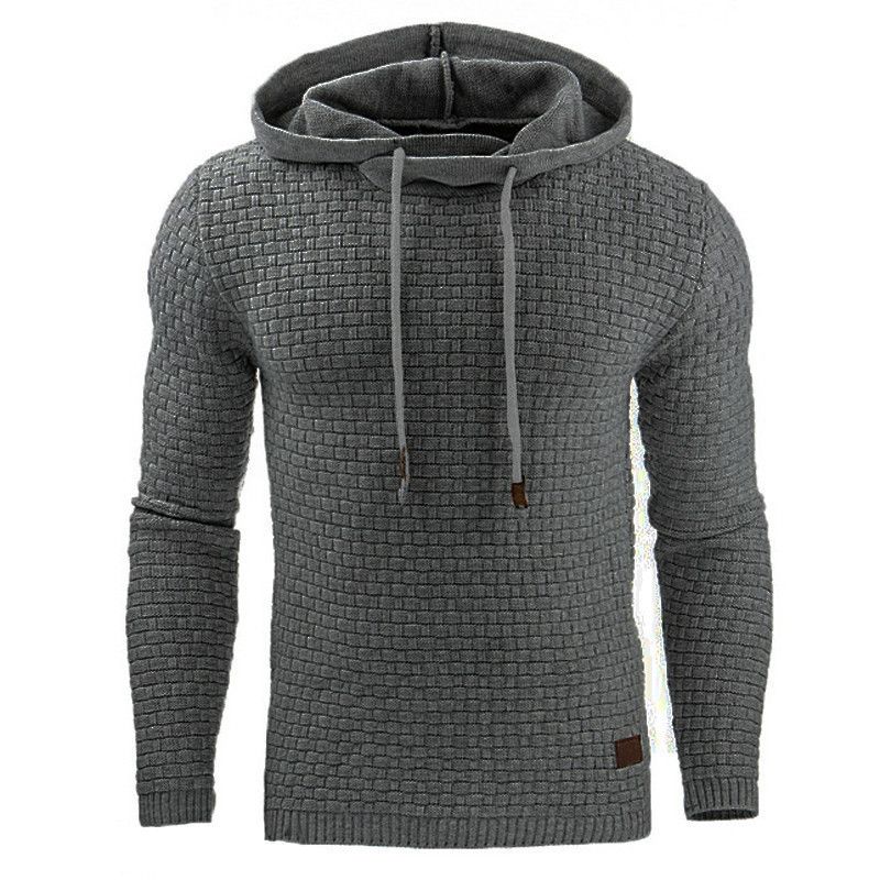 Autumn and Winter New Men's Jacquard Sweater Long Sleeve Hoodie Warm Color Hooded Sweatshirt Coat
