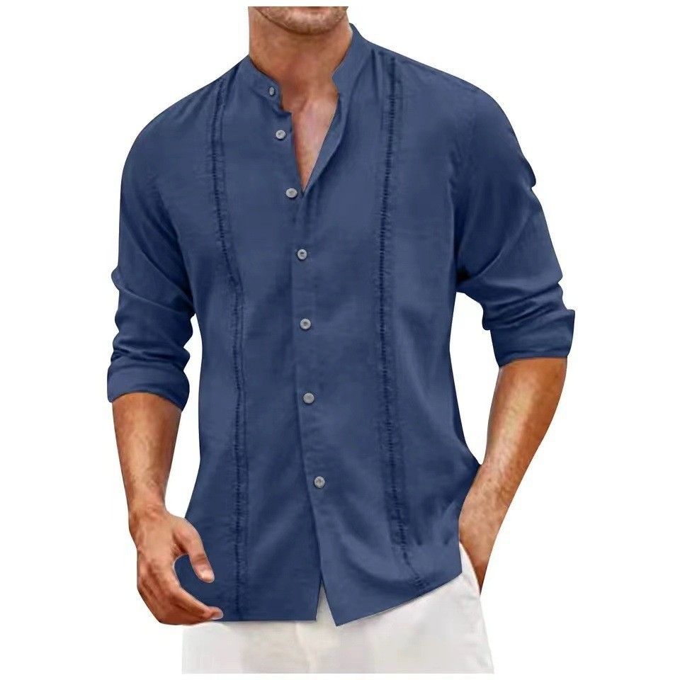 Men's Casual Cotton and Linen Shirt Summer New Style OEM Service for Clothing Supply   Men's Clothing  Tops shirts