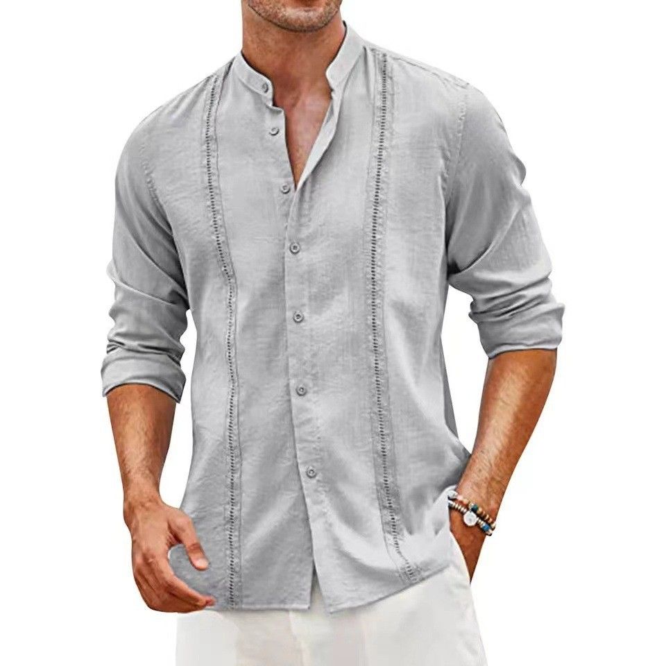 Men's Casual Cotton and Linen Shirt Summer New Style OEM Service for Clothing Supply   Men's Clothing  Tops shirts