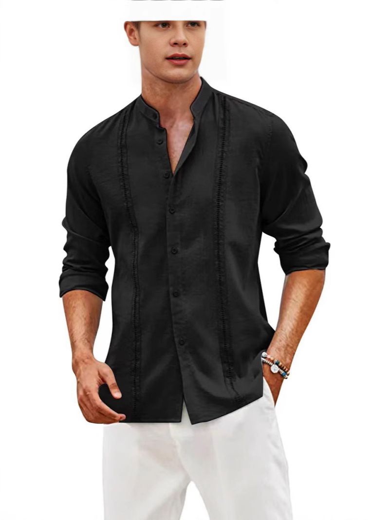 Men's Casual Cotton and Linen Shirt Summer New Style OEM Service for Clothing Supply   Men's Clothing  Tops shirts