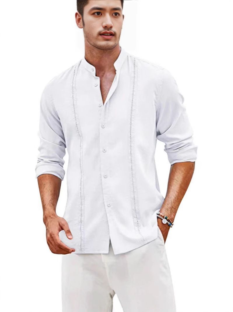 Men's Casual Cotton and Linen Shirt Summer New Style OEM Service for Clothing Supply   Men's Clothing  Tops shirts