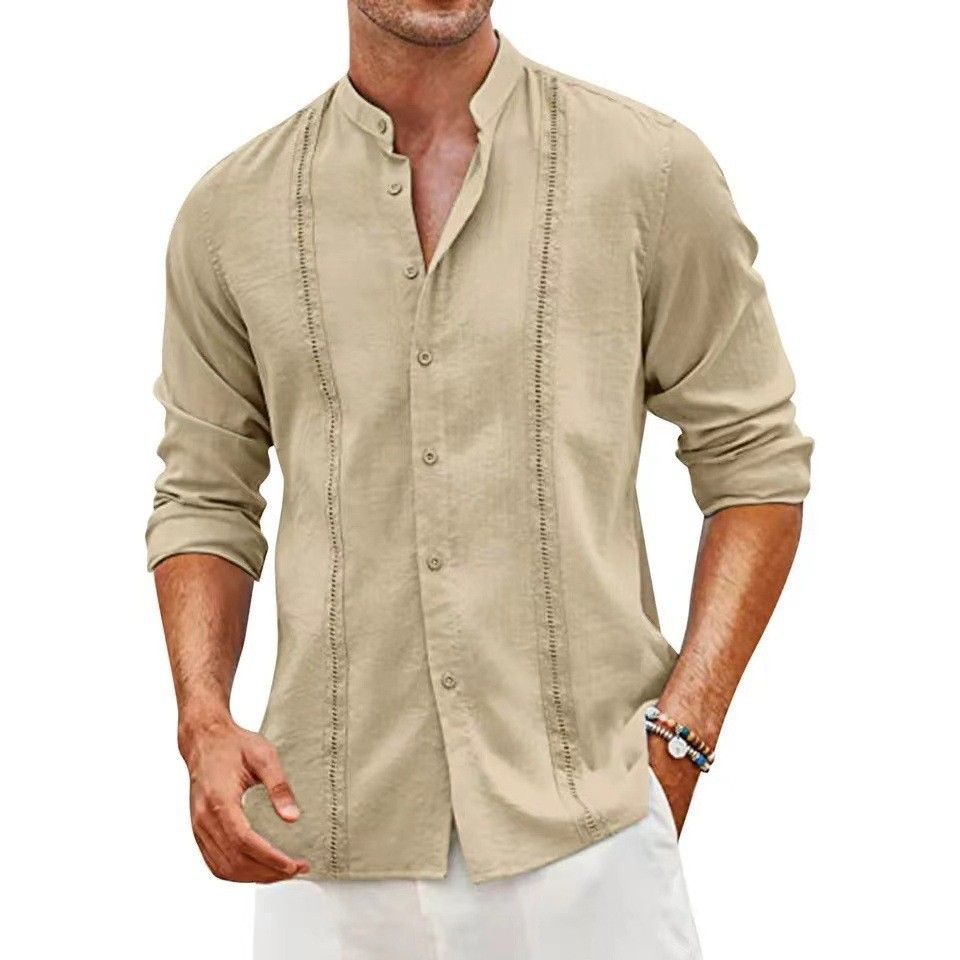 Men's Casual Cotton and Linen Shirt Summer New Style OEM Service for Clothing Supply   Men's Clothing  Tops shirts