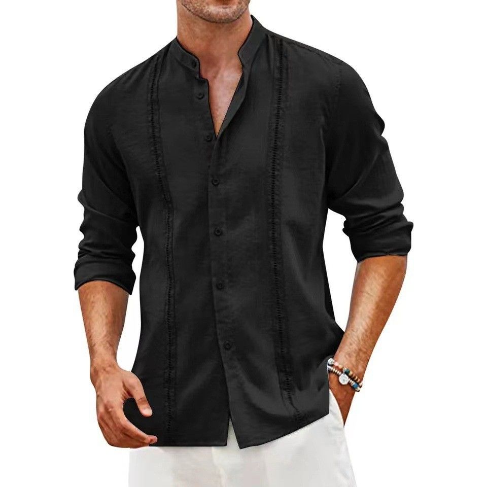 Men's Casual Cotton and Linen Shirt Summer New Style OEM Service for Clothing Supply   Men's Clothing  Tops shirts