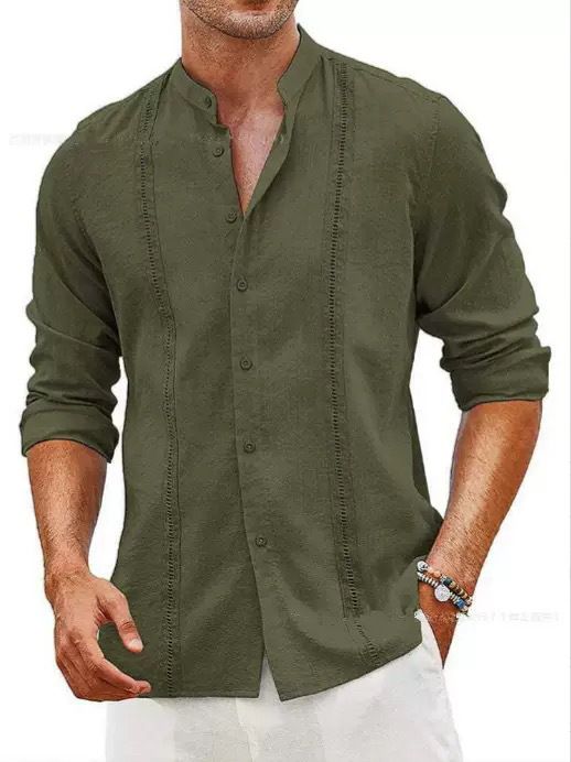 Men's Casual Cotton and Linen Shirt Summer New Style OEM Service for Clothing Supply   Men's Clothing  Tops shirts
