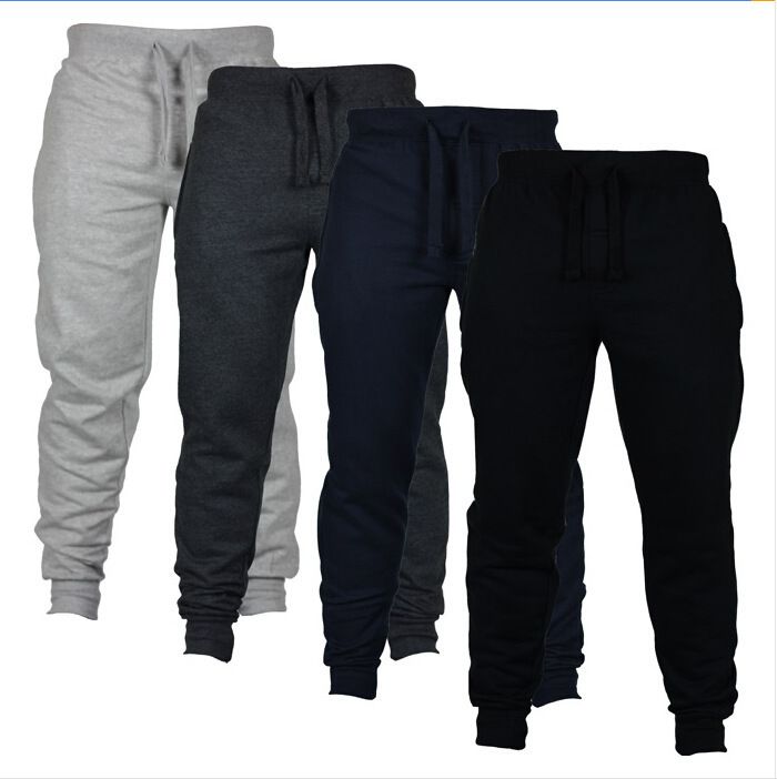 Mens Casual Trouser Fitness Men Sportswear Bottoms Skinny Sweatpants Trousers Black Gyms Jogger Track Pants Casual