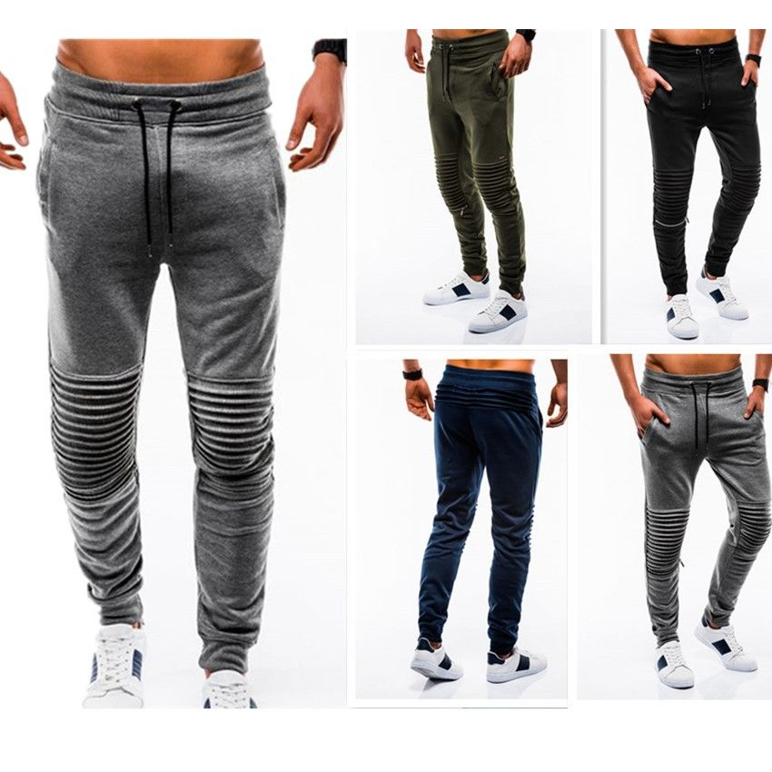 Style Mens Slim Fit Tracks Fitness Pants High Quality Men Jogger Pants Printed LOGO Stacked Sweat Pants  Casual