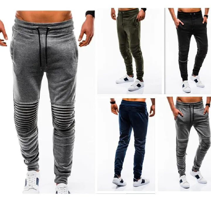Style Mens Slim Fit Tracks Fitness Pants High Quality Men Jogger Pants Printed LOGO Stacked Sweat Pants  Casual