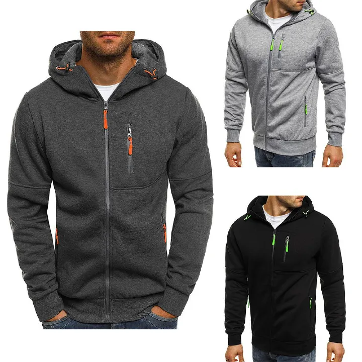 Sports Autumn and Winter Fitness High Quality Heavy Weight Zip up Hoodie Sleeve Casual Drawstring Custom Hoodies for Men Coats