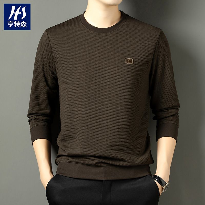 Cotton Long Sleeved T-shirt Men's Autumn New Top Cross-border Trade Loose Casual Collar T-shirt Base  Sweatshirts