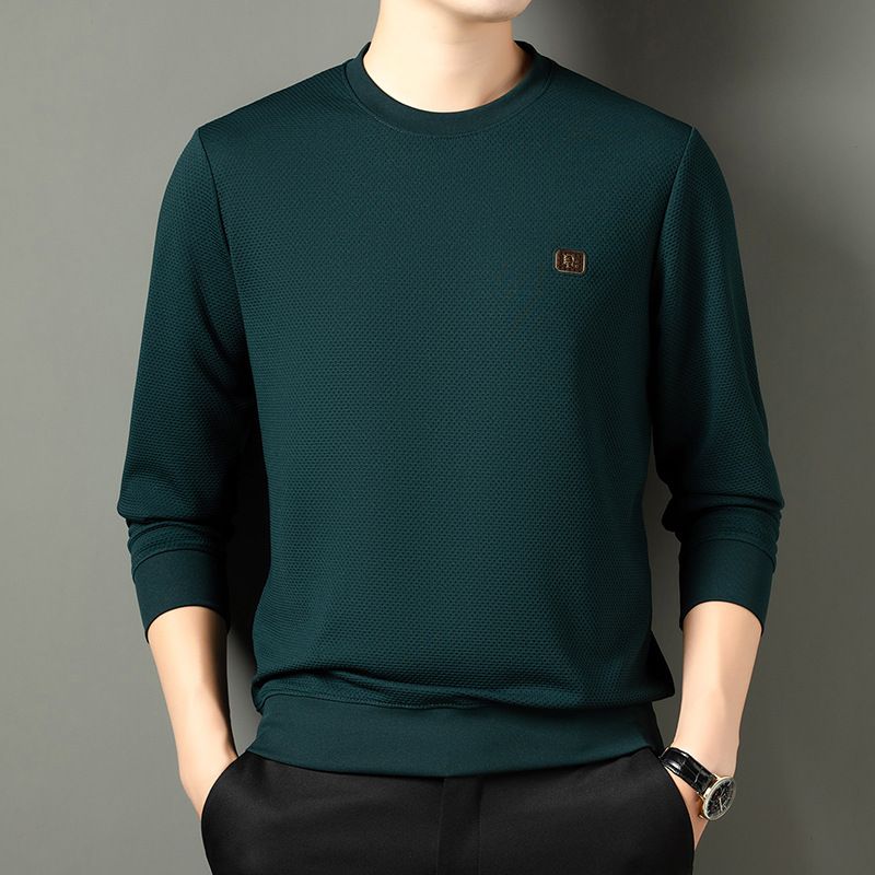 Cotton Long Sleeved T-shirt Men's Autumn New Top Cross-border Trade Loose Casual Collar T-shirt Base  Sweatshirts