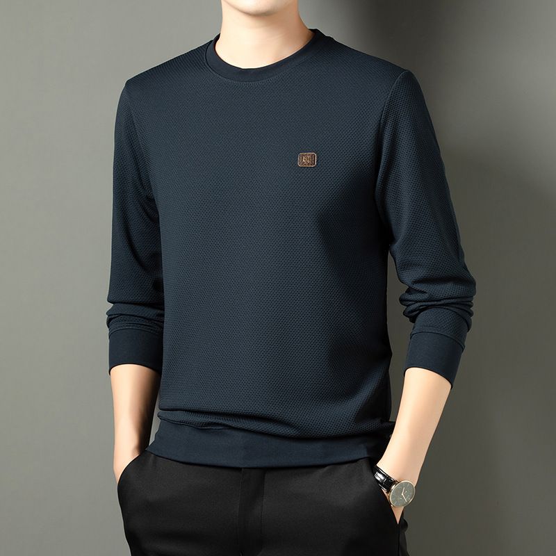 Cotton Long Sleeved T-shirt Men's Autumn New Top Cross-border Trade Loose Casual Collar T-shirt Base  Sweatshirts