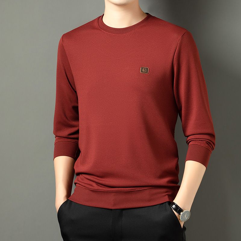 Cotton Long Sleeved T-shirt Men's Autumn New Top Cross-border Trade Loose Casual Collar T-shirt Base  Sweatshirts