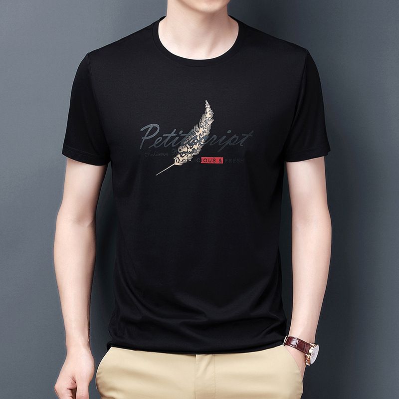 Summer Cotton Men's T-Shirt Fashion Round Neck Jumper With Short Sleeves Blank Design Loose Solid Pattern Casual Style T-Shirts