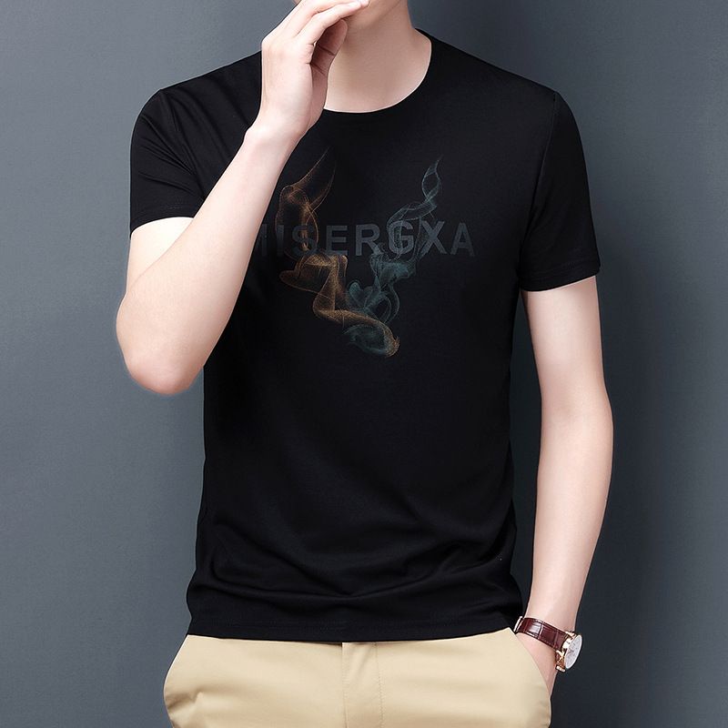 Summer Cotton Men's T-Shirt Fashion Round Neck Jumper With Short Sleeves Blank Design Loose Solid Pattern Casual Style T-Shirts