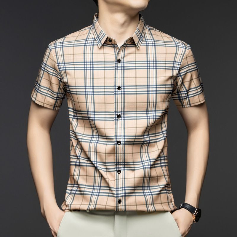 Overruns Brand Check Shirts for Men Cotton Comfortable Top Casual Wear Accept Custom logo Worldwide Popular Men' s Shirts