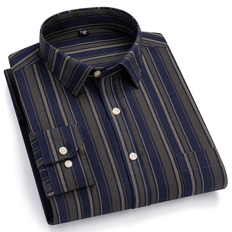 Business Formal Office Dress Classic Long Sleeve Button-down Slim Cotton Polyester Spandex Shirt