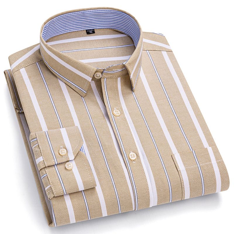Business Formal Office Dress Classic Long Sleeve Button-down Slim Cotton Polyester Spandex Shirt