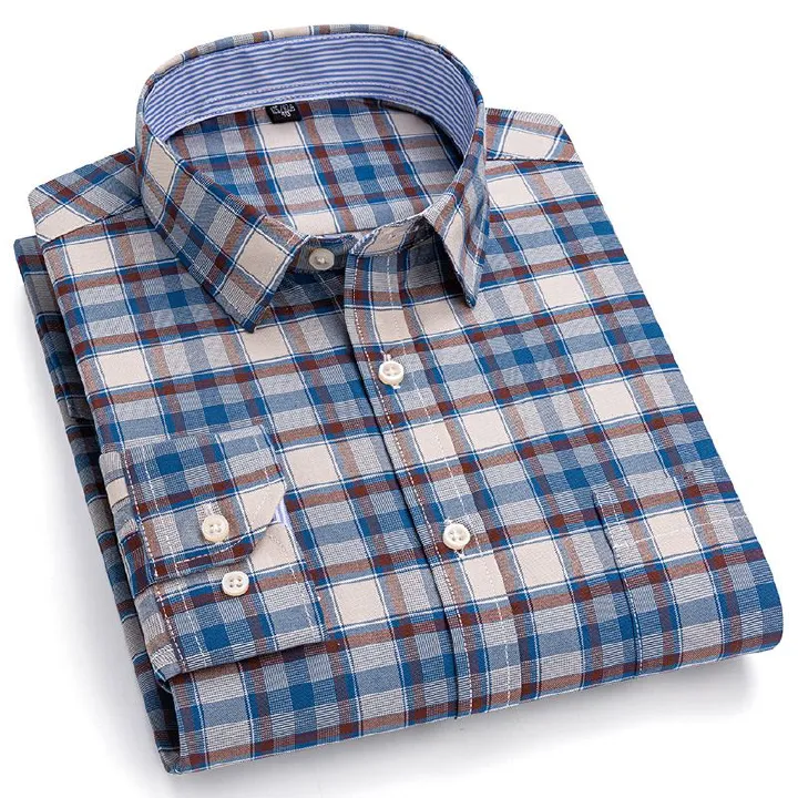 Business Formal Office Dress Classic Long Sleeve Button-down Slim Cotton Polyester Spandex Shirt