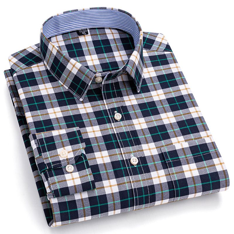 Business Formal Office Dress Classic Long Sleeve Button-down Slim Cotton Polyester Spandex Shirt