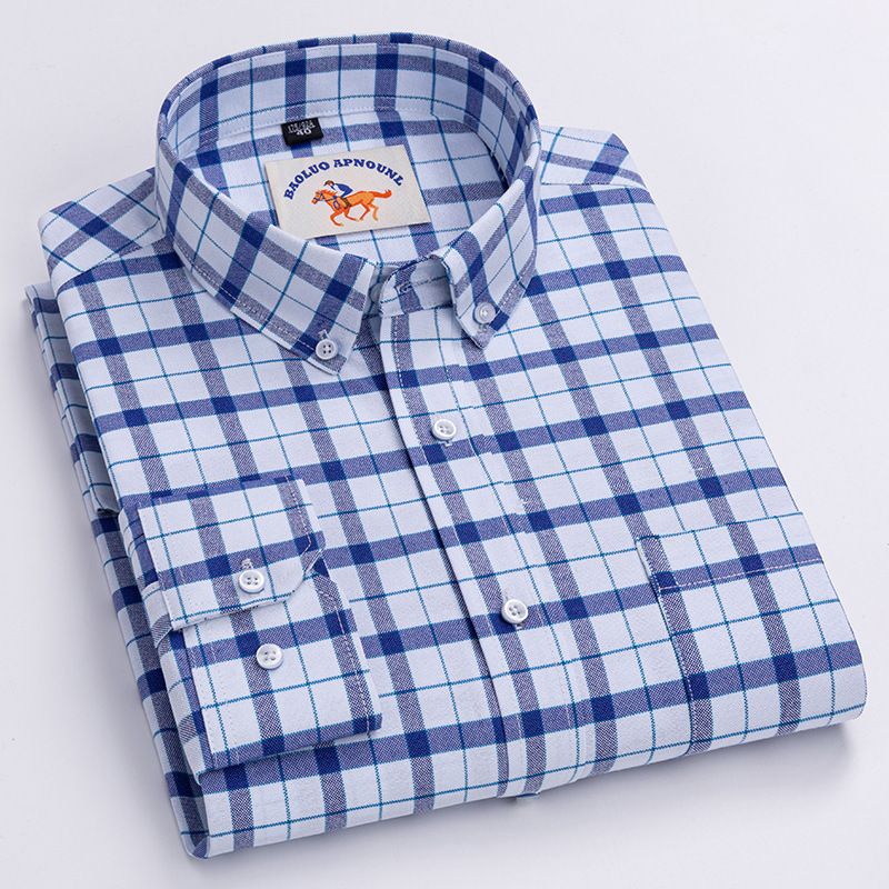 Factory Custom Men's  Plaid Shirt New Long-sleeved Casual Shirt Wholesale  Men's Clothing Top   Shirts