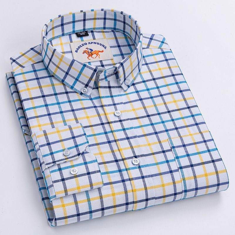 Factory Custom Men's  Plaid Shirt New Long-sleeved Casual Shirt Wholesale  Men's Clothing Top   Shirts
