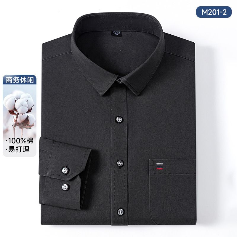 Wholesale Luxury Flexible Classic Black Dress Shirt Long Sleeve Regular Fit Business Casual Shirts for Men