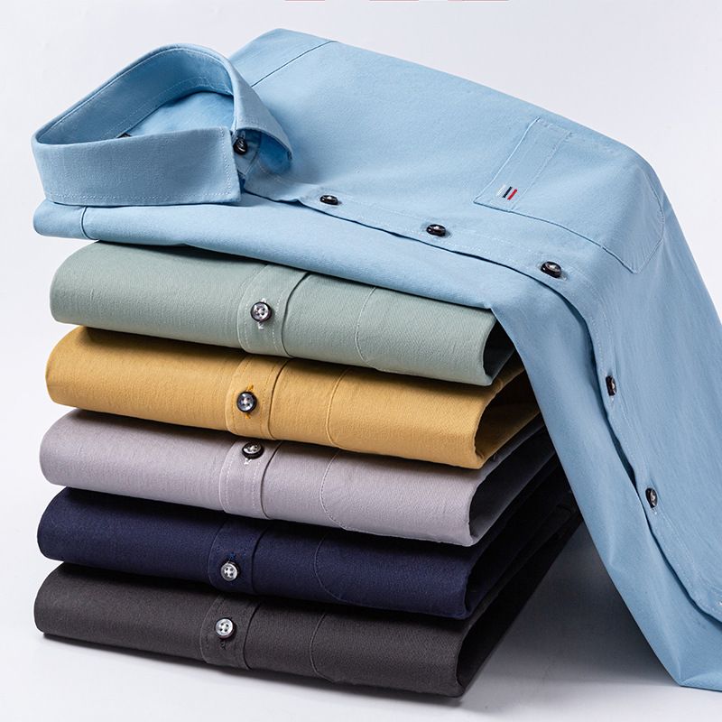 Wholesale Luxury Flexible Classic Black Dress Shirt Long Sleeve Regular Fit Business Casual Shirts for Men