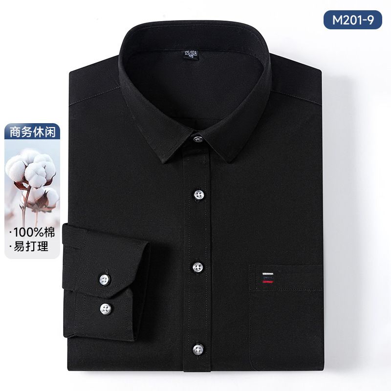 Wholesale Luxury Flexible Classic Black Dress Shirt Long Sleeve Regular Fit Business Casual Shirts for Men