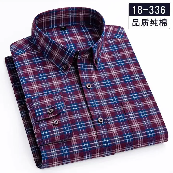 Men's Plaid Shirts Long Sleeve Cotton Regular Fit Soft Comfortable Casual Flannel Shirt Male Clothing Oversized Shirts