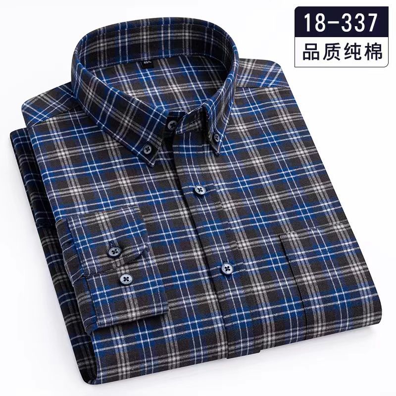 Men's Plaid Shirts Long Sleeve Cotton Regular Fit Soft Comfortable Casual Flannel Shirt Male Clothing Oversized Shirts