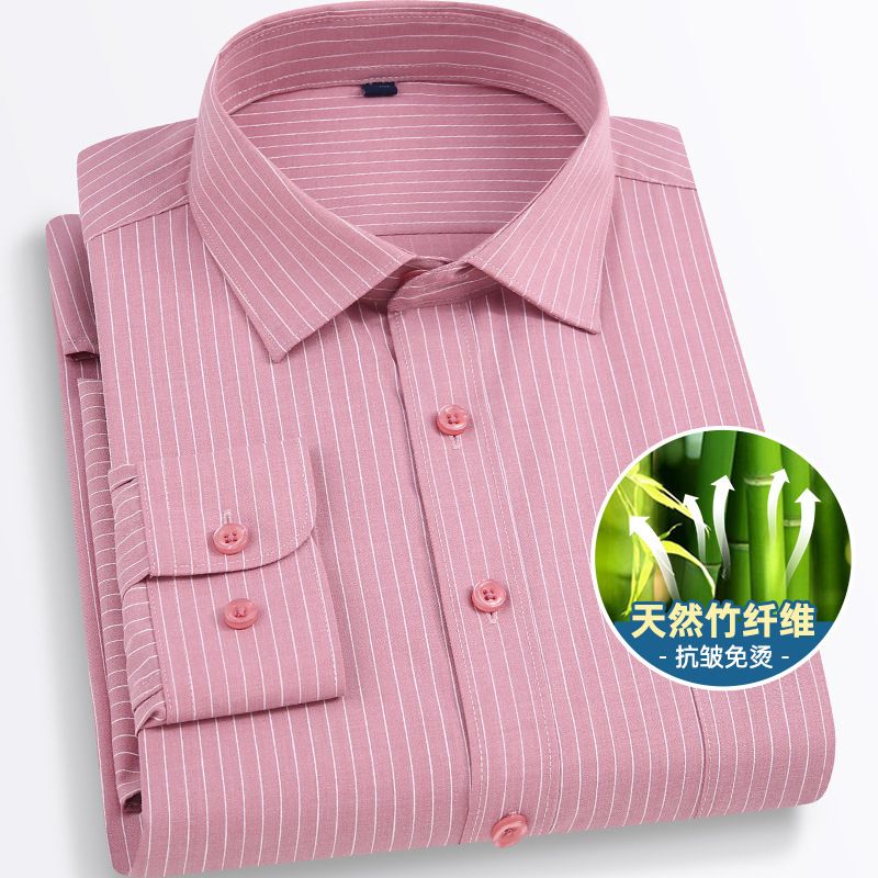 Winter Casual Shirts Striped Long Sleeve Men Office Shirts High Quality Custom Embroidery Dress Shirt