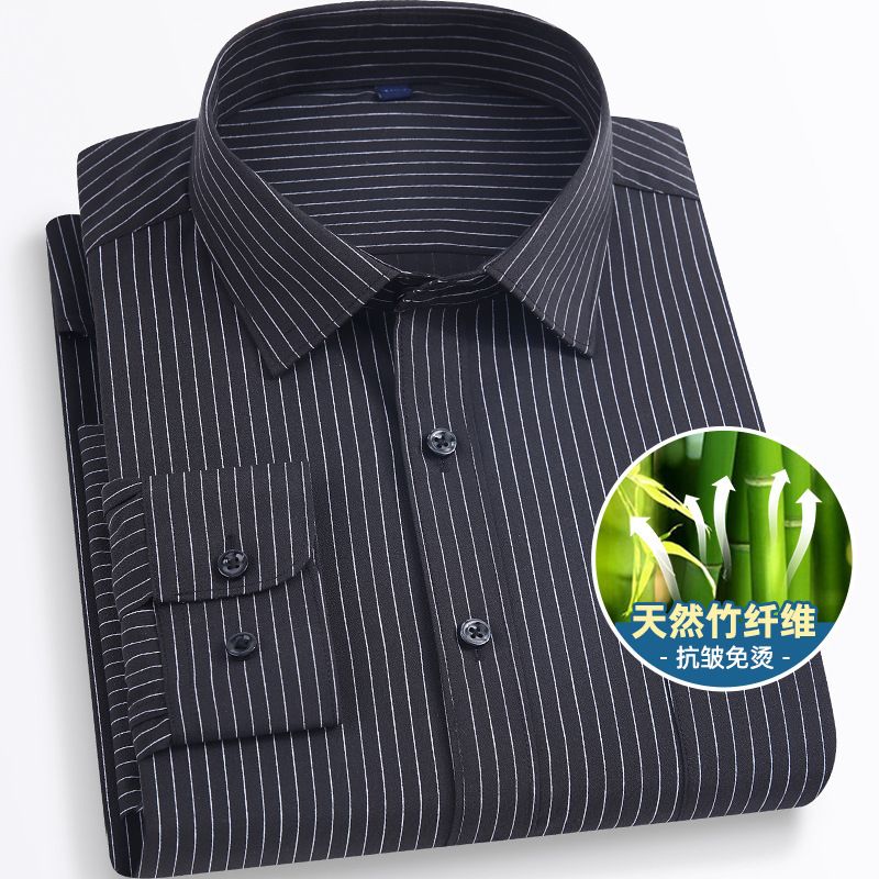 Winter Casual Shirts Striped Long Sleeve Men Office Shirts High Quality Custom Embroidery Dress Shirt