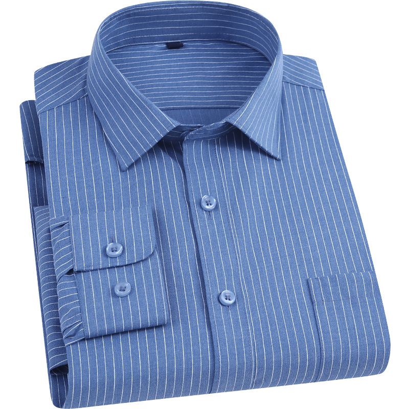 Winter Casual Shirts Striped Long Sleeve Men Office Shirts High Quality Custom Embroidery Dress Shirt