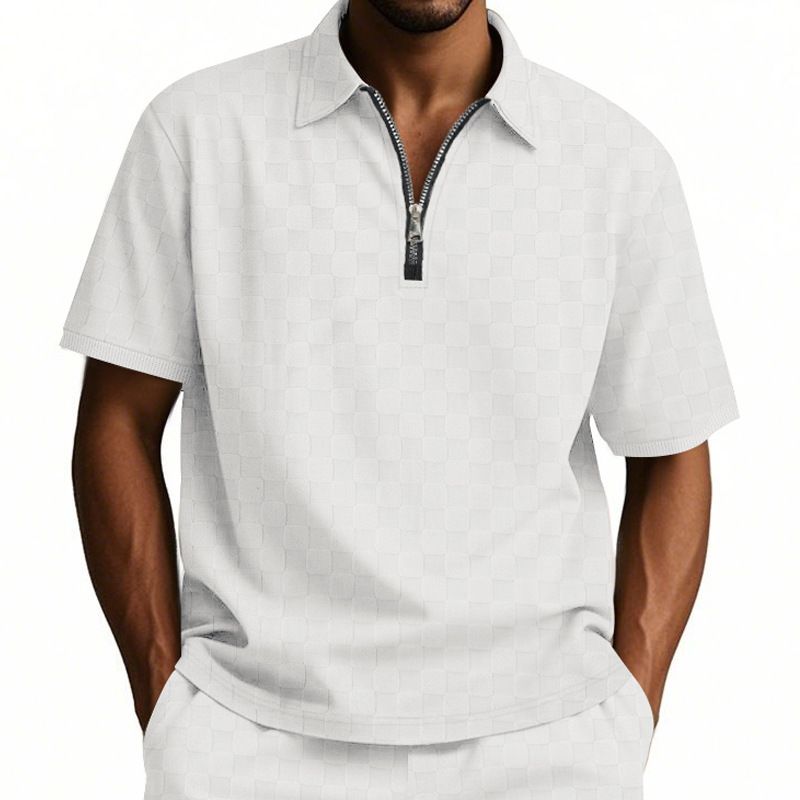 Custom Men's Summer Cotton Polo Tshirt Casual Short-Sleeved Lapel Zip up Shirt With Blank Design and Neck Collar T-Shirts