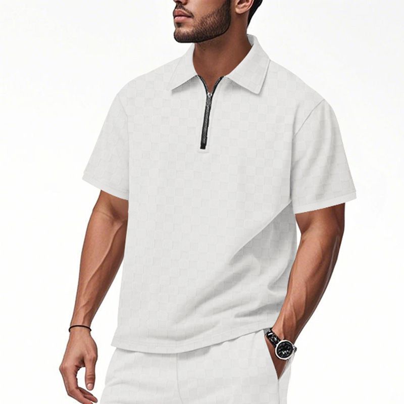 Custom Men's Summer Cotton Polo Tshirt Casual Short-Sleeved Lapel Zip up Shirt With Blank Design and Neck Collar T-Shirts
