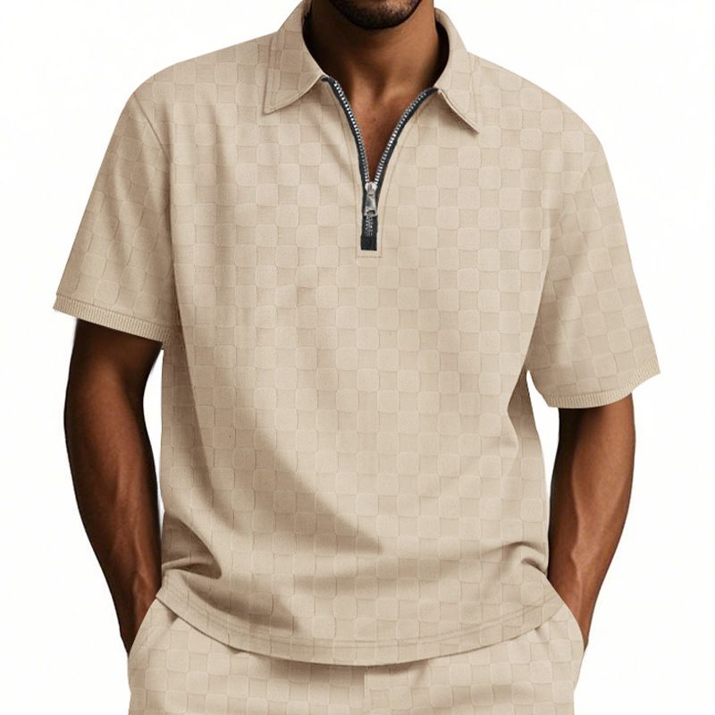 Custom Men's Summer Cotton Polo Tshirt Casual Short-Sleeved Lapel Zip up Shirt With Blank Design and Neck Collar T-Shirts