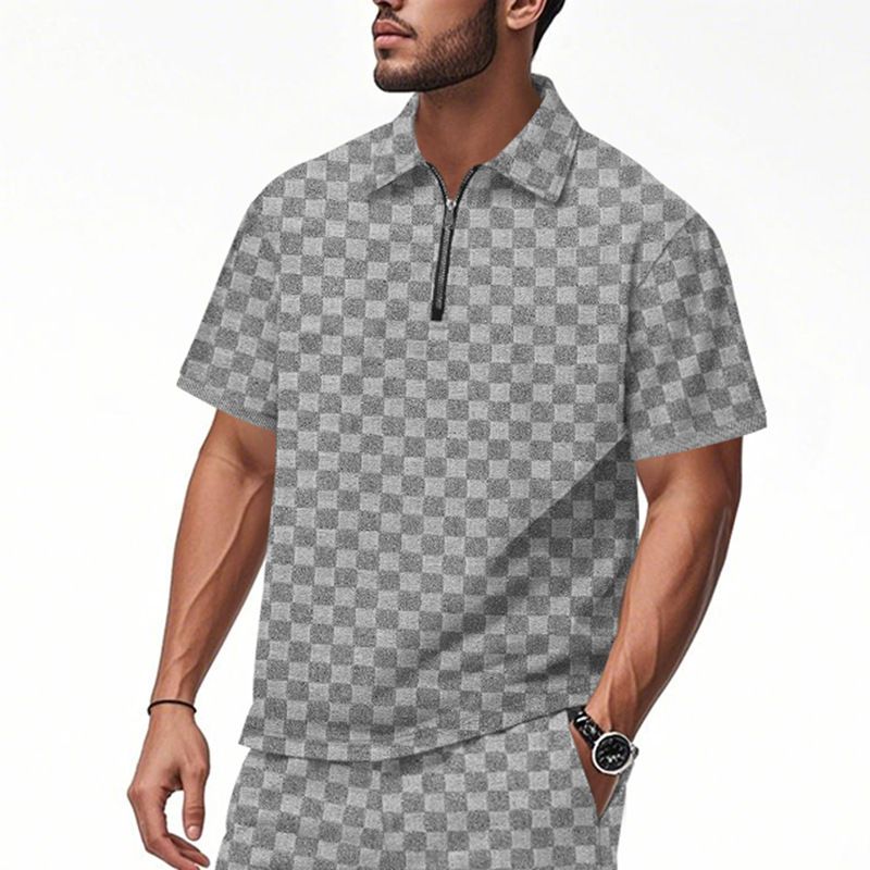Custom Men's Summer Cotton Polo Tshirt Casual Short-Sleeved Lapel Zip up Shirt With Blank Design and Neck Collar T-Shirts
