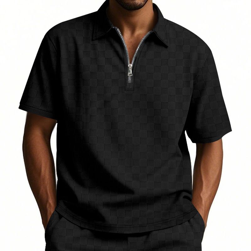 Custom Men's Summer Cotton Polo Tshirt Casual Short-Sleeved Lapel Zip up Shirt With Blank Design and Neck Collar T-Shirts