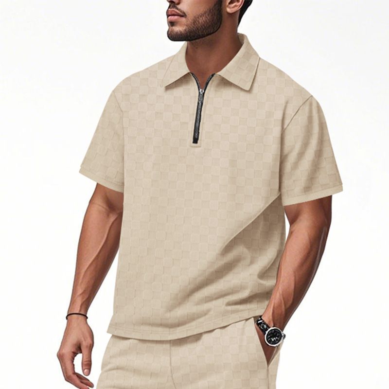 Custom Men's Summer Cotton Polo Tshirt Casual Short-Sleeved Lapel Zip up Shirt With Blank Design and Neck Collar T-Shirts