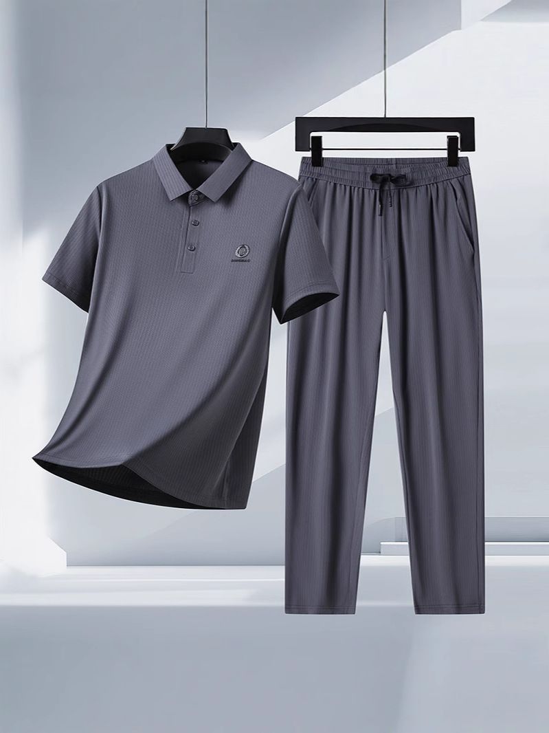 Summer Men Clothing Sports Suits Stretch Tracksuit Gym T Shirts Pants Sets  Two-Piece Outfits