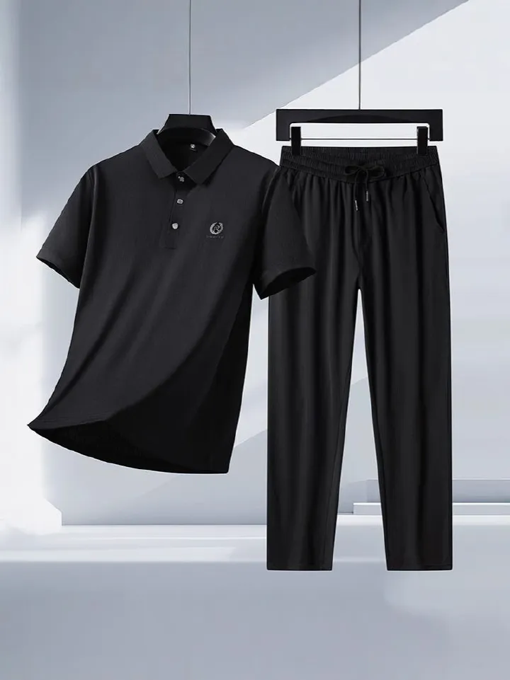 Summer Men Clothing Sports Suits Stretch Tracksuit Gym T Shirts Pants Sets  Two-Piece Outfits