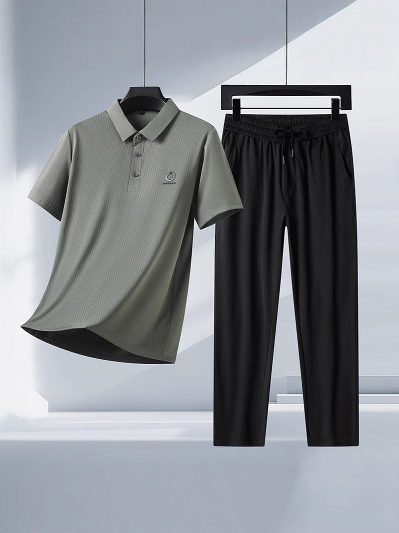 Summer Men Clothing Sports Suits Stretch Tracksuit Gym T Shirts Pants Sets  Two-Piece Outfits