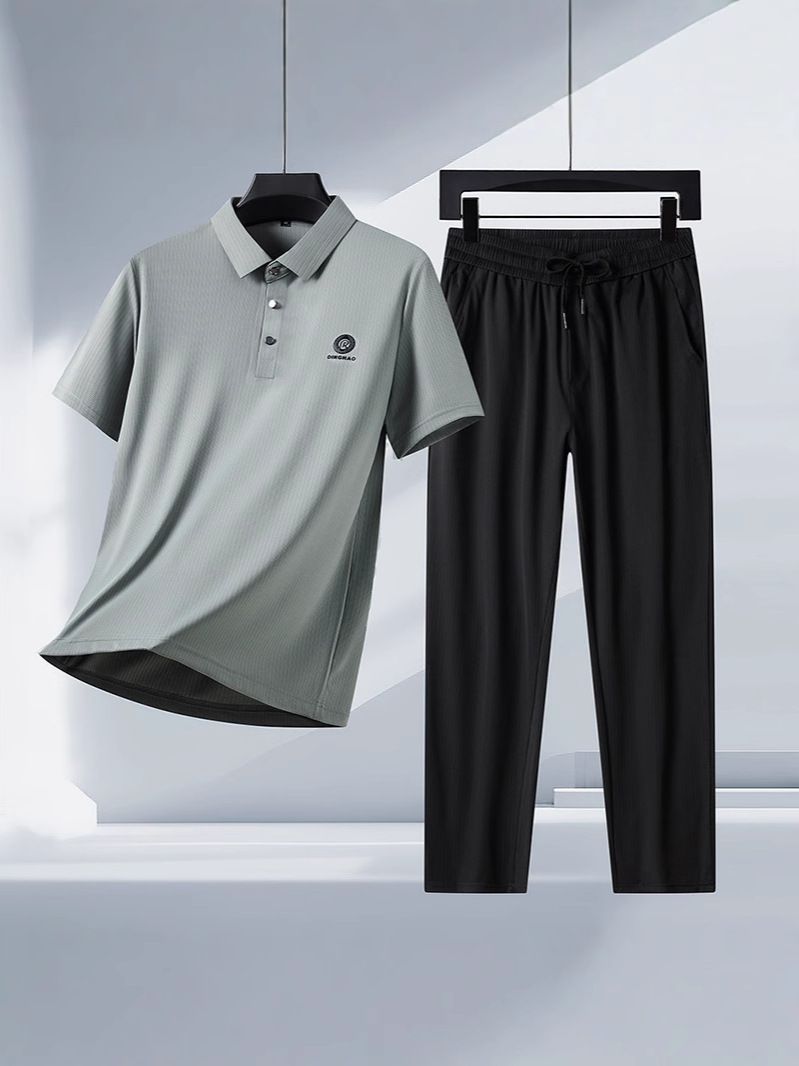 Summer Men Clothing Sports Suits Stretch Tracksuit Gym T Shirts Pants Sets  Two-Piece Outfits