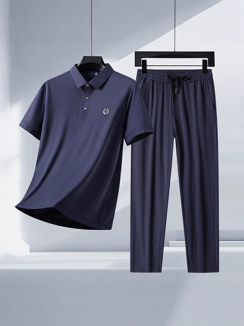Summer Men Clothing Sports Suits Stretch Tracksuit Gym T Shirts Pants Sets  Two-Piece Outfits