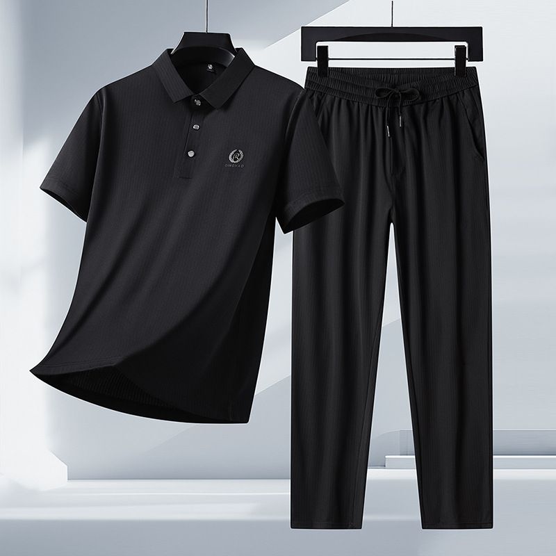 Summer Men Clothing Sports Suits Stretch Tracksuit Gym T Shirts Pants Sets  Two-Piece Outfits