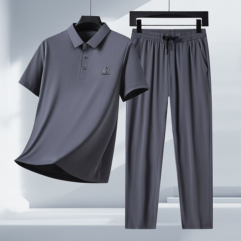 Summer Men Clothing Sports Suits Stretch Tracksuit Gym T Shirts Pants Sets  Two-Piece Outfits