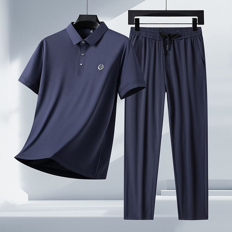 Summer Men Clothing Sports Suits Stretch Tracksuit Gym T Shirts Pants Sets  Two-Piece Outfits